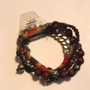 Red and Brown Layered Bohemian Bracelet